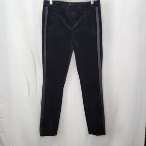 Ann Taylor Loft Modern Skinny Velvet Pants Womens 8 Black Tuxedo Stripe PP21X